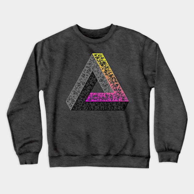 Penrose Triangle (Magenta Yellow Gradient) Crewneck Sweatshirt by TRIME